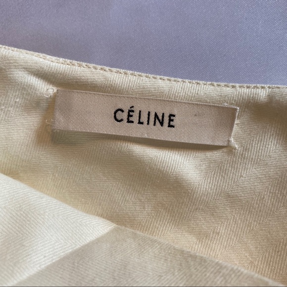CÉLINE satin front pocket skirt in cream - Picture 4 of 7
